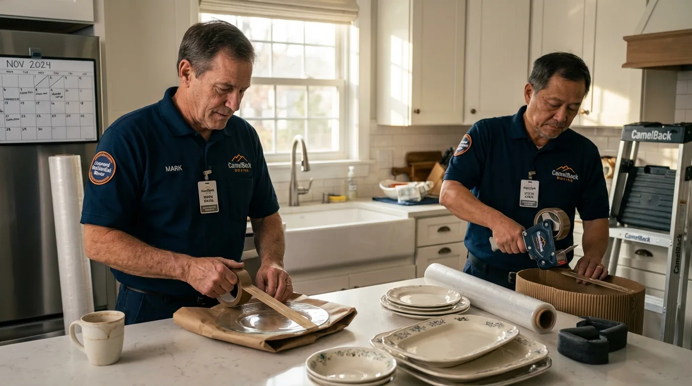 Professional crew packing kitchen dishware in Mount Holly Springs, PA