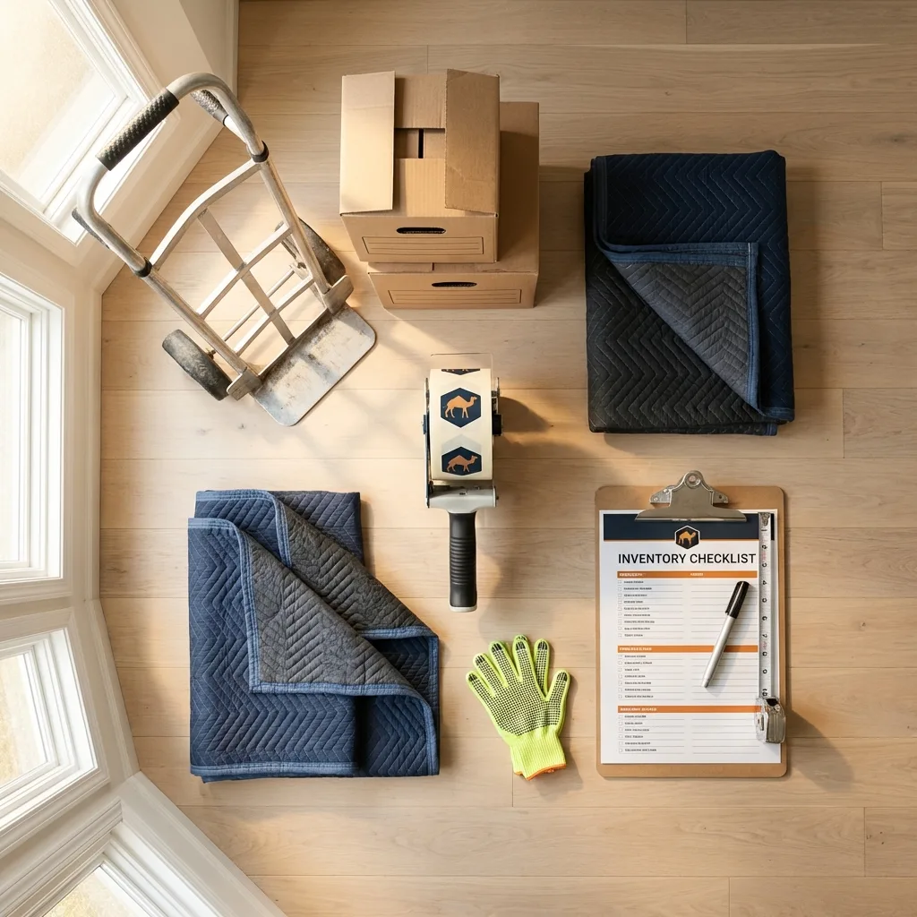 Professional moving supplies and packing materials layout for Mount Holly Springs residential relocations